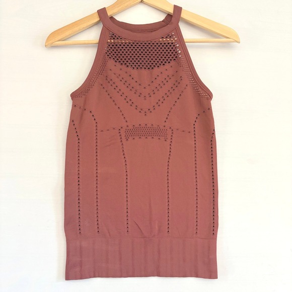 Athleta Tops - Athleta Chi Mesh Tank Top XS Mauve Rose Pink High Neck Seamless 293875